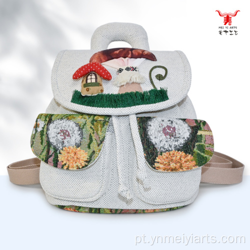 Mochila étnica de bolso duplo para viagens diárias